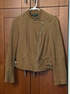 Lauren Ralph Lauren Women's Suede Moto Jacket Sz 10 New